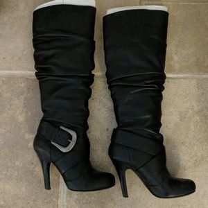Black leather boots